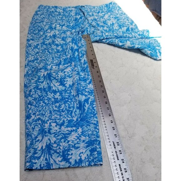 Talbots Womens Blue Printed Cropped Pants Size 14 Tie-Waist Stretch Straight Leg - Picture 6 of 6